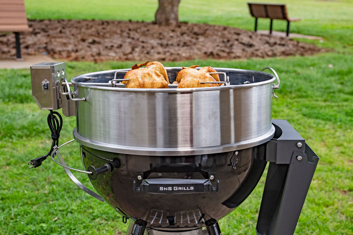 Kettle Ring Rotisserie Kit made to fit perfectly on top of our 22" Slow 'N Sear® Kettle | SnS Grills