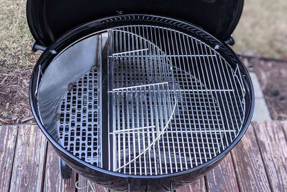 Designed to match the width of the Slow 'N Sear® XL, the single opening streamlines grate functionality while making it easier to access fuel in the basket. Two-zone cooking enthusiasts and Cold Grate Technique lovers rejoice! Made from high quality 304 stainless steel, this grate will simplify and elevate any cook.  | SnS Grills